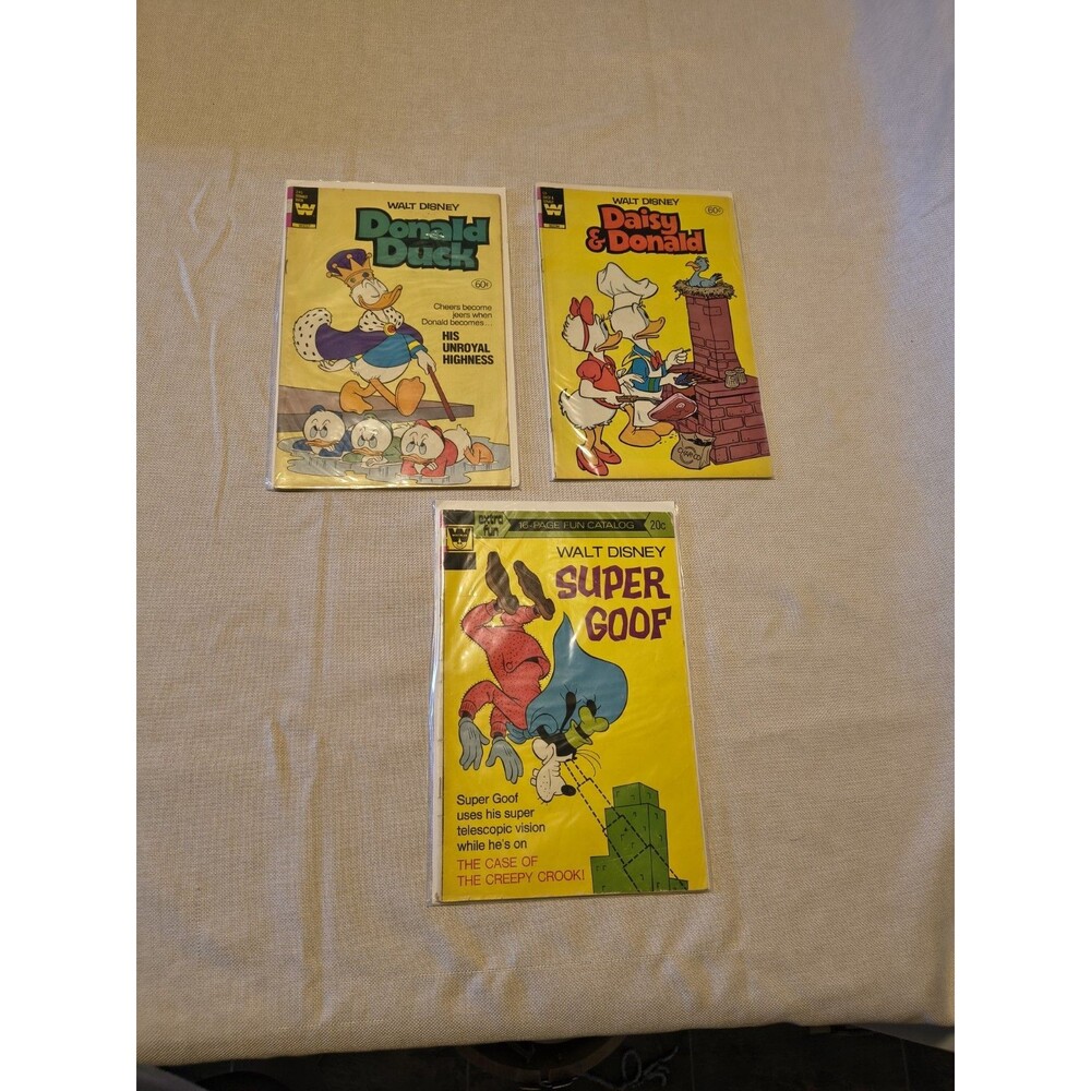 Walt Disney Whitman Comic Book Lot Set Of 3 Super Goof, Donald & Daisy & Donald